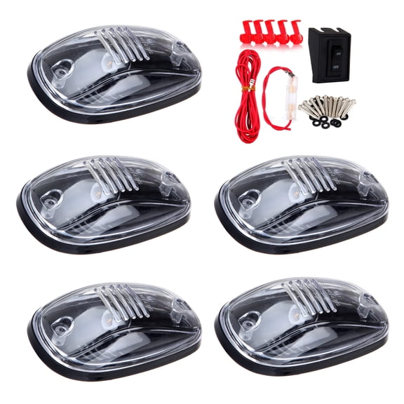 Scitoo 5 Pack Clear Roof Running Light Clearance lamp Covers w/ Base + 1 Set Wiring Pack Switch Assembly Wire Harness