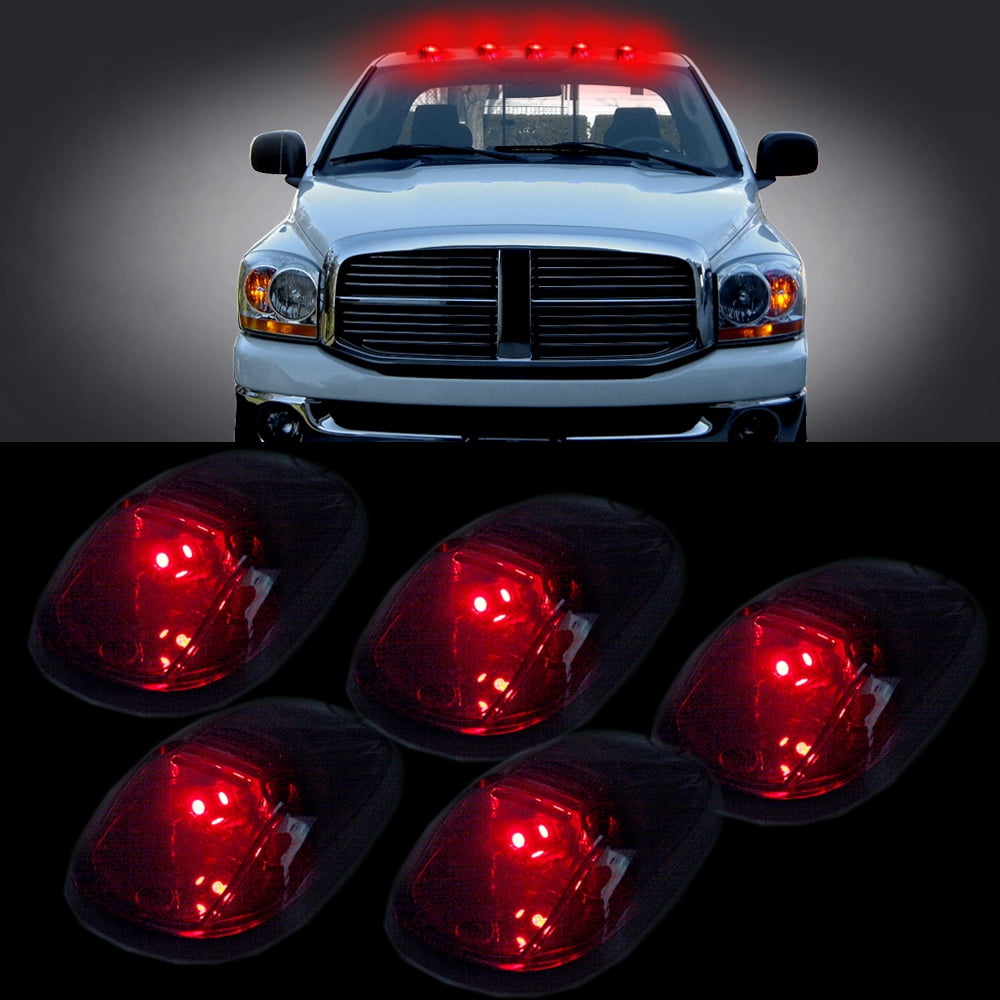 Scitoo 5 Pack Smoke LED Cab Roof Marker Clearance Covers + Red T10 168 ...