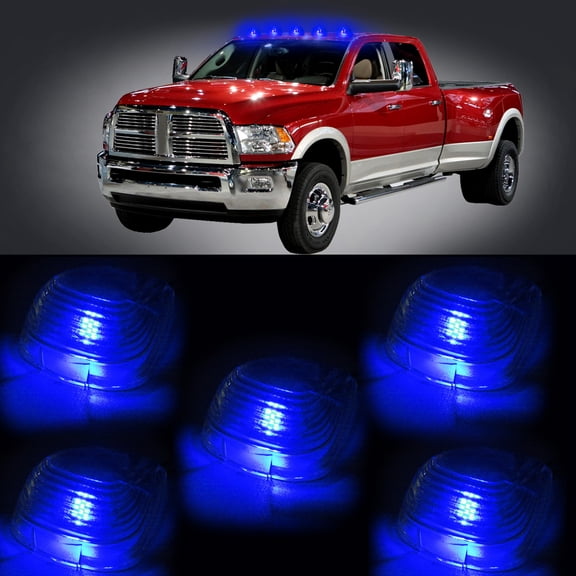 Scitoo 5Pcs Clear Cab Marker Clearance Light +T10 Blue led fit 2003-2015 Ford E150 E250 E350 E350 Super Duty E450 Super Duty