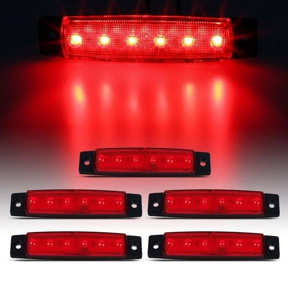 Scitoo 5x 3/8" 6 LED Truck Bus Boat Trailer Side Marker Indicators Light Lamp Red