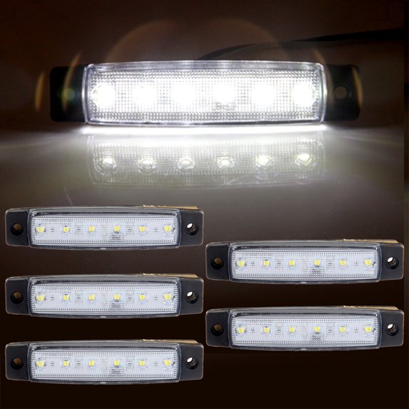Scitoo 5x 3.8" Truck Bus Boat Trailer White Side Marker Indicators Light Lamp 6LED
