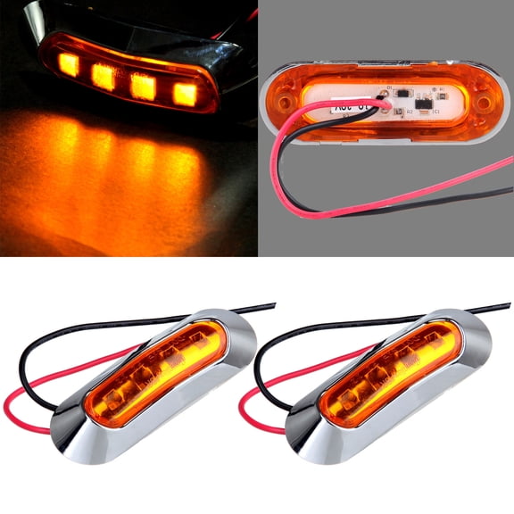 Scitoo 8pcs 10V-30V Amber 4-LED Clearance Side Marker Light Replacement Amber Lens 4led