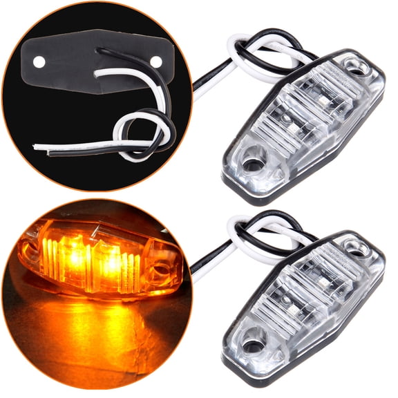Scitoo Pack of 2 Trailer 2 Diode Clear/Amber LED Light Universal Mount Clearance Side Marker