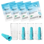 Lumivis Scleral Contact Lens Inserter Pro with Tea Tree Oil Eyelid Wipes, Lens Insertion Tool Set, 4 Inserters + 4 Wipes