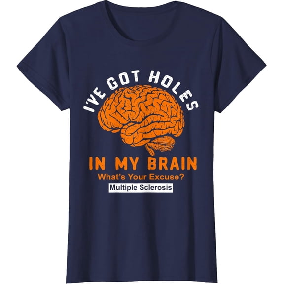 Sclerosis I'Ve Got Holes In My Brain Ms Awareness Ladies' Crewneck T-Shirt