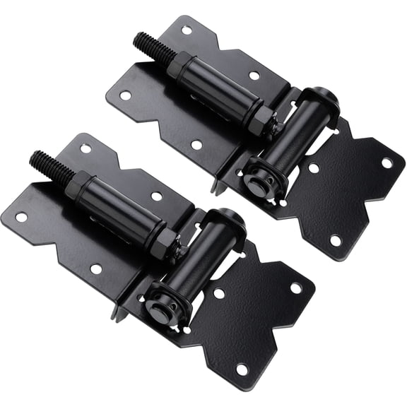 Sclosing Gate Hinges Adjustable Heavy Duty Hardware 90 Degree Kit For Wood/vinyl/metal/outdoor Fence With Self-tapping Screws And Swing Adjuster Tool 2-pack Black Finish