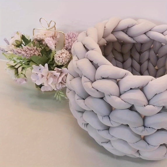 Scmkd Pet Bed Basket Warm Woven Cat Nest Cozy Cuddler For Dogs & Cats