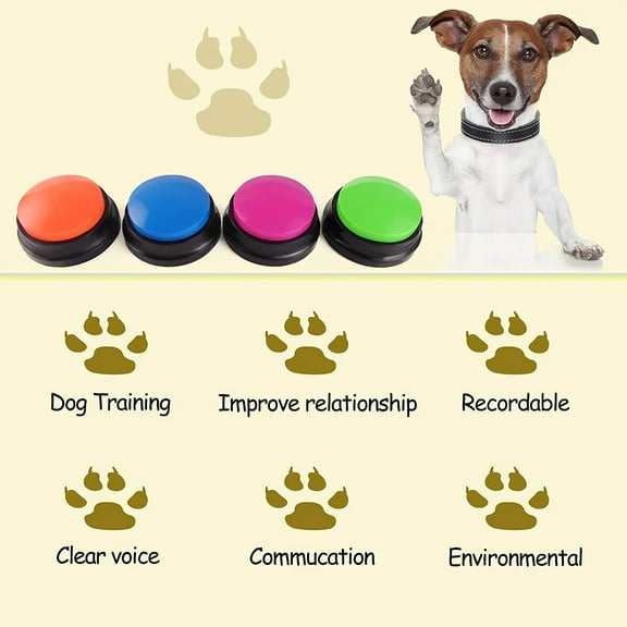 Scmkd Pet Communication Training Buzzers - Teach Your Dog to Talk Set of 4 Buzzer Buttons for Interactive Games & Smart Training