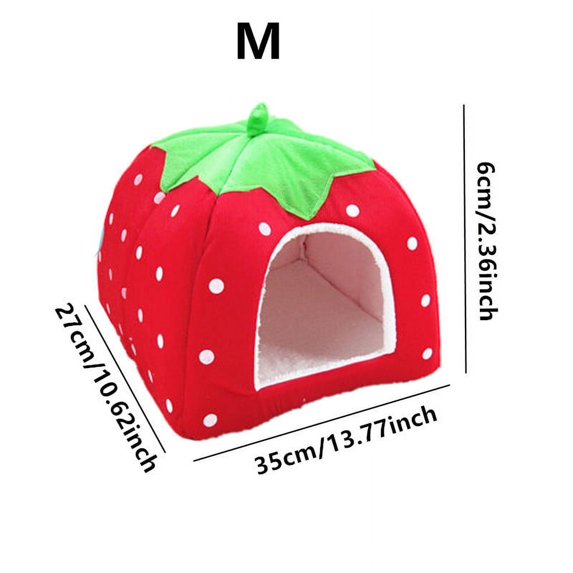 Scmkd Strawberry-Shaped House Pet Kennels With Fleece, Suitable For Cats & Medium, Small Dogs