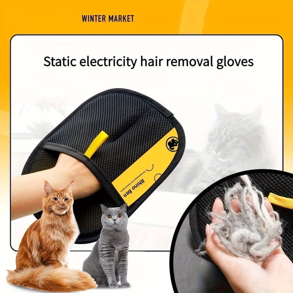 Scmkd Upgraded Large Pet Static Hair Removal Gloves - Black Polypropylene Cat Grooming Gloves 9.84in*7.08in, Efficient Pet Hair and Dander Removal, Essential Tool for Cats and Dogs