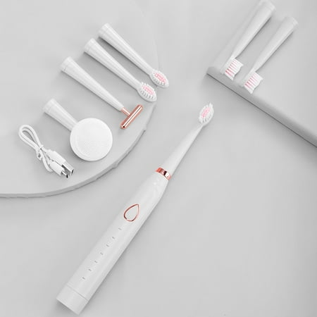 Scnor Electric Toothbrushes with 5 Replacement Brush Heads Rechargeable Whitening Power Sonic Tooth Brush for Adults and Kids ,Smart Timer ,6 Modes ,1 Count