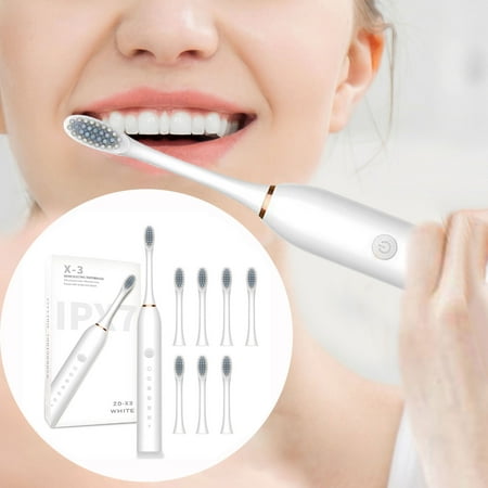Scnor Electric Toothbrushes with 8 Replacement Brush Heads Rechargeable Whitening Power Sonic Tooth Brush for Adults and Kids ,Smart Timer ,6 Modes ,1 Count