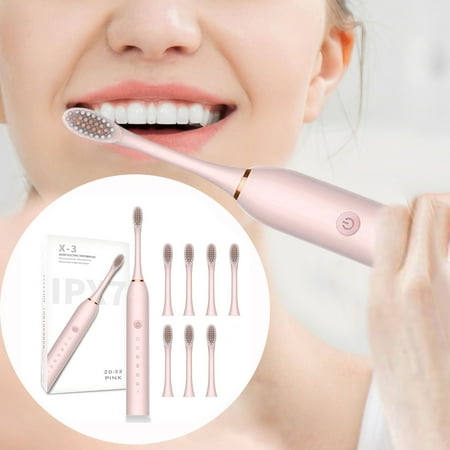 Scnor Electric Toothbrushes with 8 Replacement Brush Heads Rechargeable Whitening Power Sonic Tooth Brush for Adults and Kids ,Smart Timer ,6 Modes ,1 Count