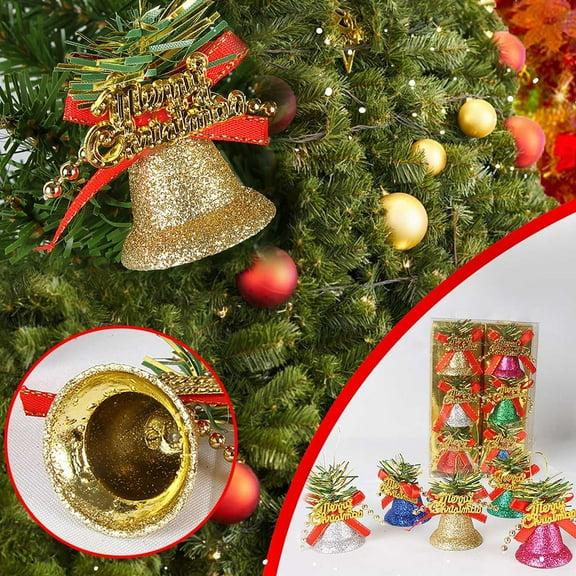 Scnor indoor Christmas Decoration Christmas Tree Bell Box Christmas Hanging Decor on Clearance
