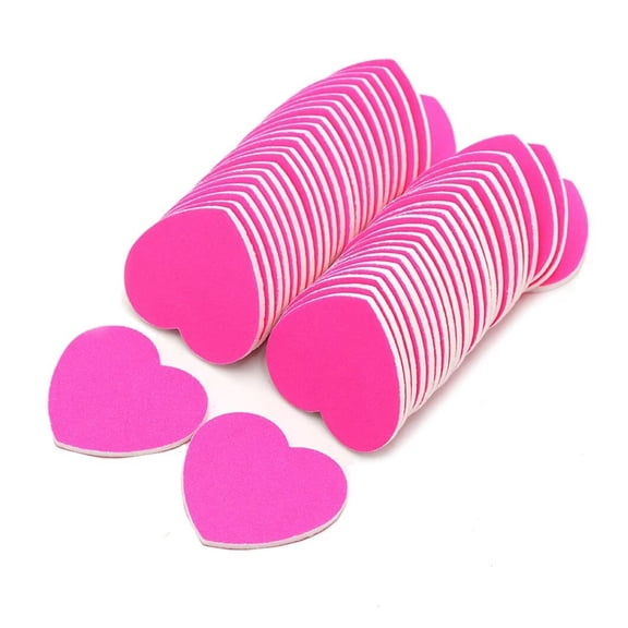 Scnwvu 40 Pieces Heart Nail File Emery Boards Nail Buffer File Nail Tools for Women Girls - Pink