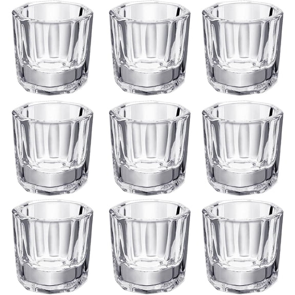 Scnwvu 9Pcs Glass Dappen Dish/Crystal Octogonal Cup Pot Acrylic Nail Art Liquid Powder
