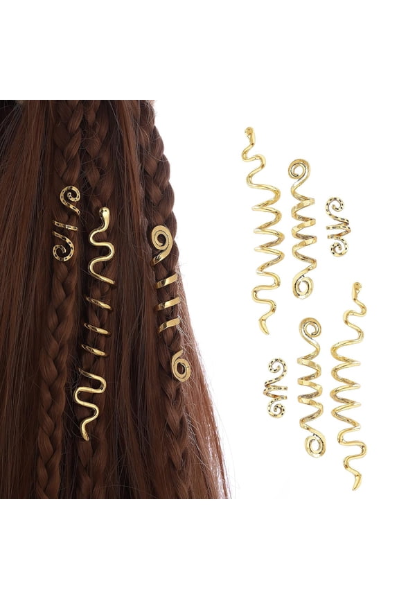 Gold Snake Hair Jewelry for Braids,Halloween Hair Decoration,Dreadlock Accessories for Women Girls(Pack of 6)