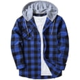 thumbnail image 1 of Scodi Mens Flannel Hoodie Shirts Casual Button Down Plaid Shirt Jackets for Men Long Sleeve Hooded with Pocket, 1 of 6