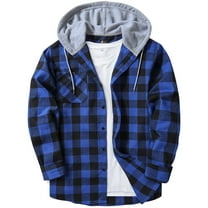 Scodi Mens Flannel Hoodie Shirts Casual Button Down Plaid Shirt Jackets for Men Long Sleeve Hooded with Pocket