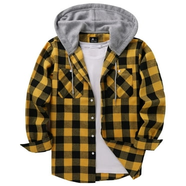Scodi Mens Flannel Hoodie Shirts Long Sleeve Fashion Plaid Jackets Button Down Shirts