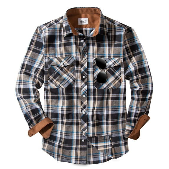 Geeksport Mens Flannel Shirts Long Sleeve Plaid Shirt for Men Casual Button Down Work Shirts