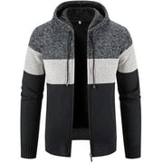 Geeksport Mens Full Zipper Hooded Fleece Jacket Sherpa Lined Hoodies Thick Knitted Cardigan Sweaters Outerwear
