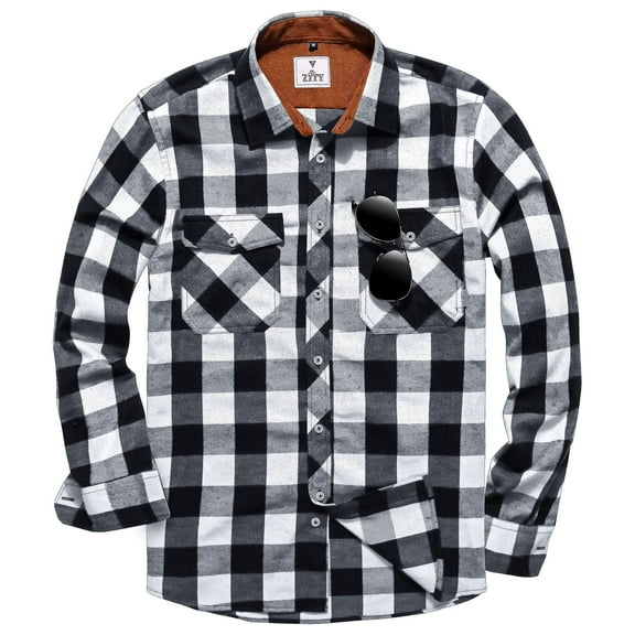 Geeksport Mens Shirts Button Down Regular Fit Long Sleeve Plaid Flannel Casual Shirts