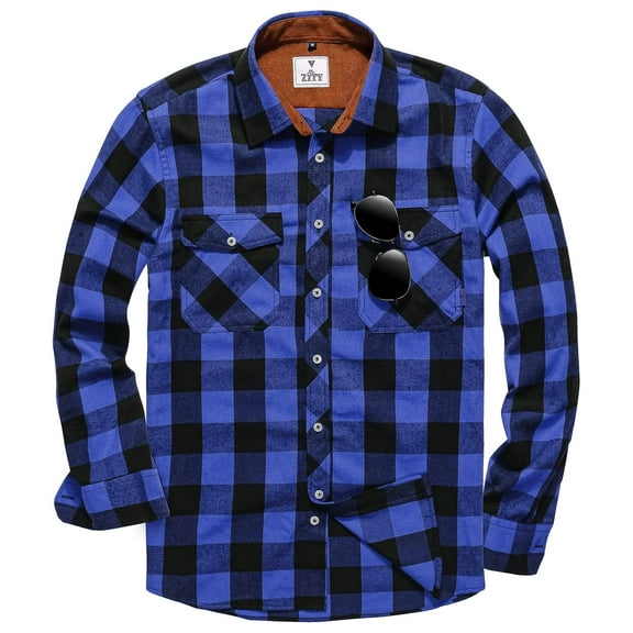 Geeksport Mens Shirts Button Down Regular Fit Long Sleeve Plaid Flannel Casual Shirts
