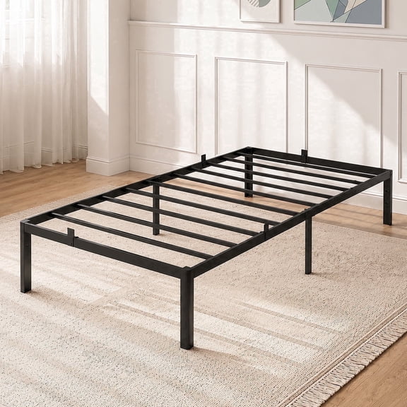 Scohul 14 inch Twin Metal Platform Bed Frame with 12 inch Under-Bed Storage, Heavy Duty Support, Black