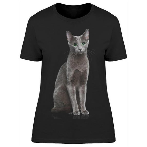Scolded Russian Blue Cat T-Shirt Women -Image by Shutterstock, Female XX-Large