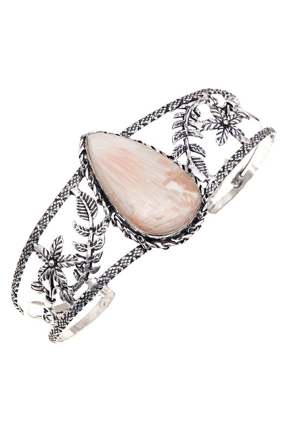 Scolecite Shell Gemstone Handmade Jewelry Cuff Bracelets 7''Adjustable