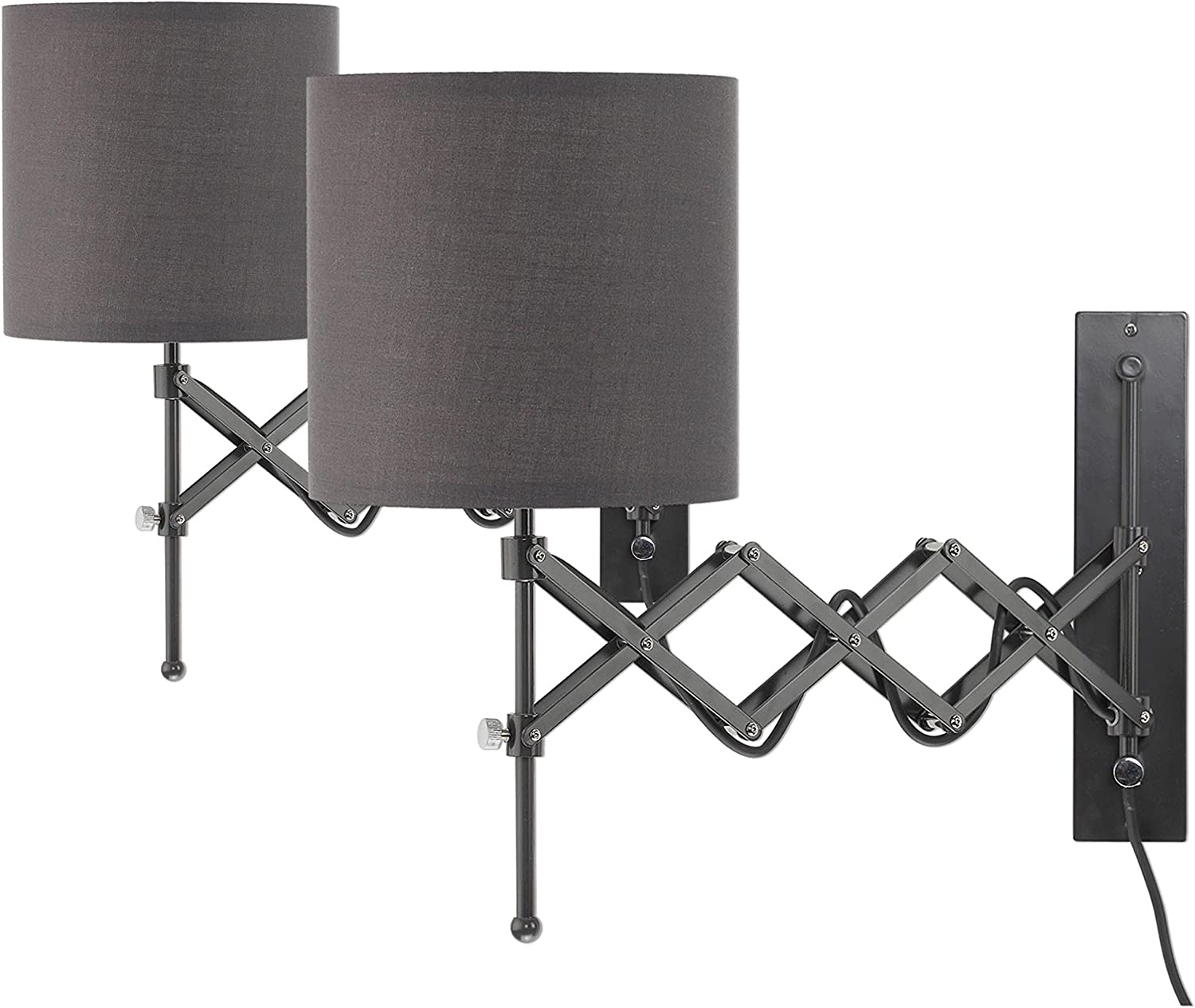 Sconce Light Modern Plug In Bedroom Lamp Dark Grey Set Of 2