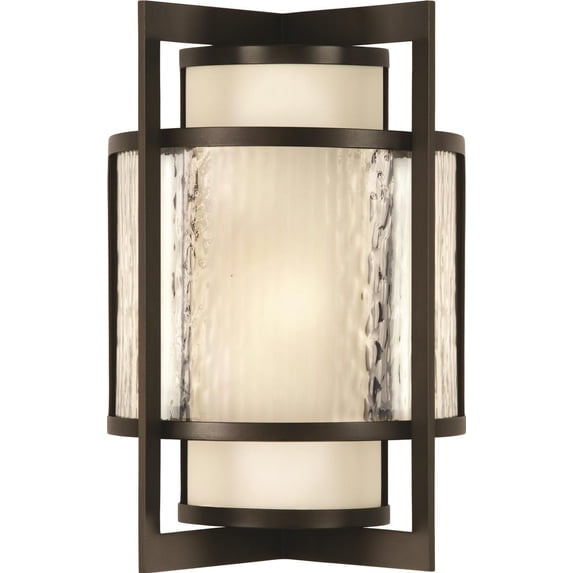 Sconce SINGAPORE MODERNE Outdoor 2-Light Dark Bronze Patina Clear Texture FA-623