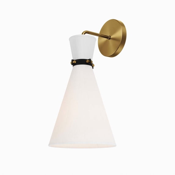 Sconce Wall Lamp Light Fixture, Gold White, Fabric, Living Kitchen Cafe Bistro Hospitality Restaurant, Modern Contemporary Boutique HB33923