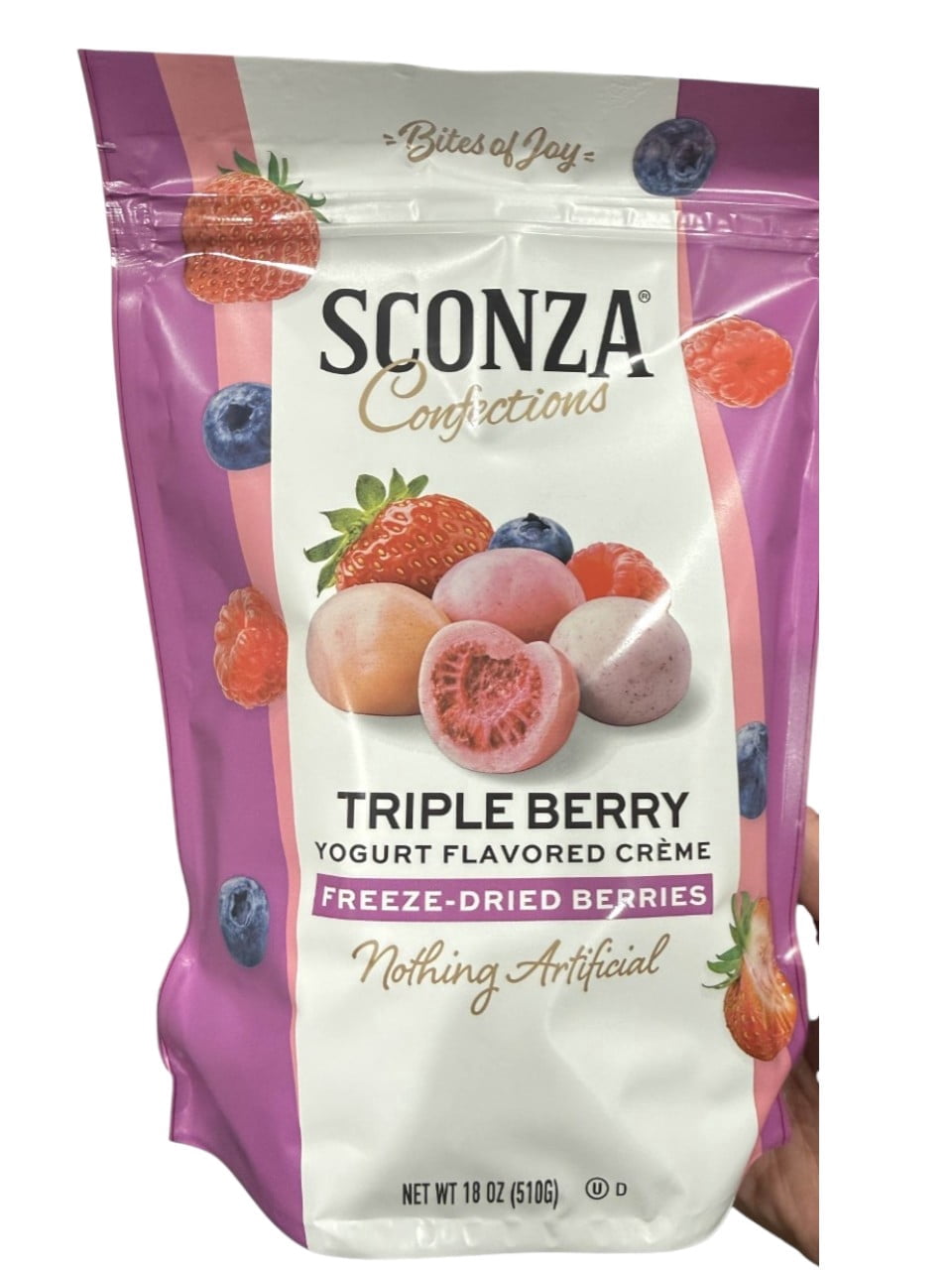 Sconza Triple Berry Freeze-Dried Berries in Yogurt Cr√®me, 18 oz