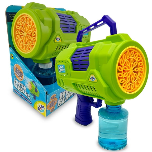 Scooba Duck: Hyper Bubbles Blaster - Green & Blue, Electric Hand-Held Blower, Solution Bottle, USB Charging Toy, Non-Stop Action Outdoor Play, Kids 5+