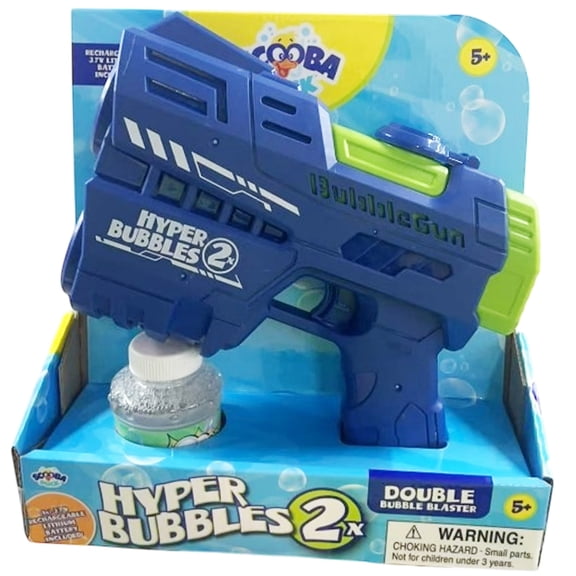 Scooba Duck: Hyper Bubbles Blaster - Double-Barrel Electric Handheld Blower, Bubble Solution, Durable Rechargeable Device, Outdoor Play Toy, Kids 5+