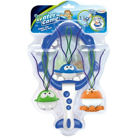 Scooba Duck: Net The Fish Water Game - 4pc Bath & Pool Toy, Shark-Themed Catch Net, 3 Adorable Fish Friends, 2-Way Play: Basketball & Fishing, Kids 3+