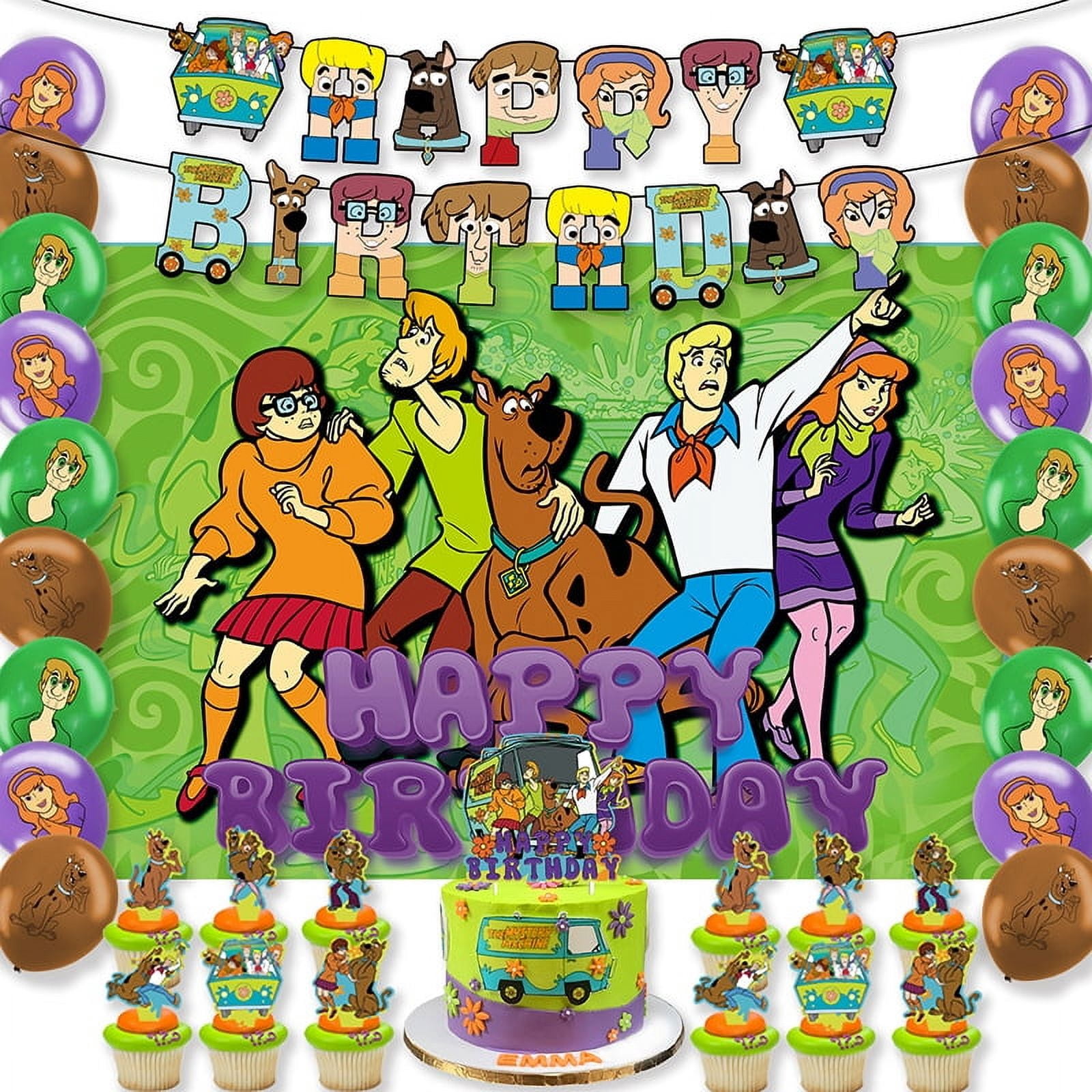 Scooby-Doo Birthday Party Decorations Kit - Includes Banner, Backdrop, Tablecloth, Balloons, Tableware & More