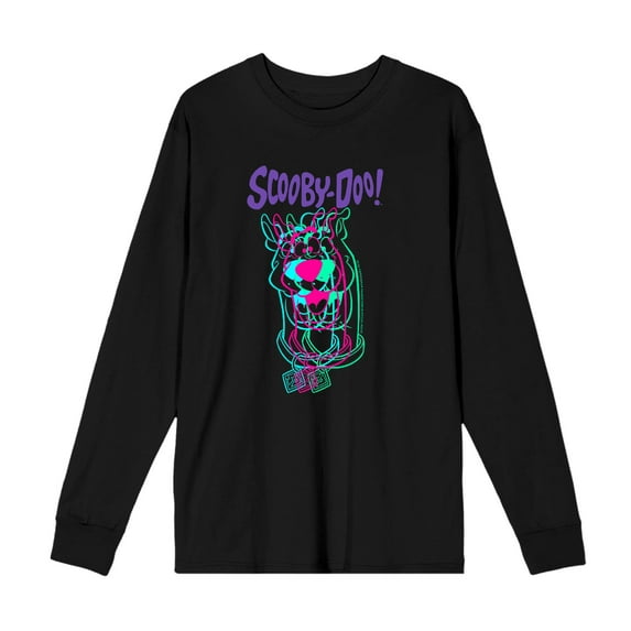 Scooby-Doo 3D Line Art Adult Black Crew Neck Long Sleeve Tee-Medium