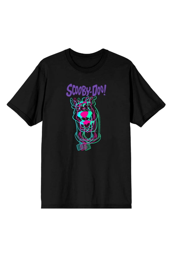 Scooby-Doo 3D Line Art Men's Black Crew Neck Short Sleeve Tee-XXL