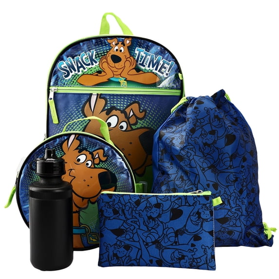 Scooby Doo 5 Piece Backpack Set with Novelty Shaped Lunch Bag