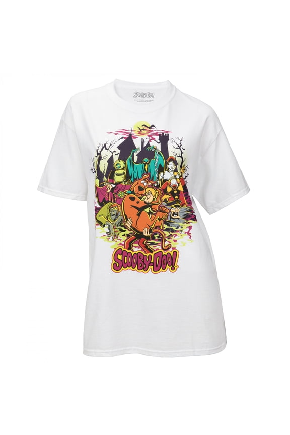Scooby Doo 874842-small Scooby-Doo Haunted House Juniors T-Shirt, White - Small