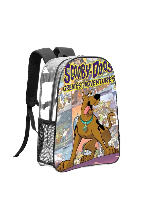 Scooby Doo Adventure-theme Clear Backpack Heavy Duty Transparent Bag See Through Bookbag for Work, Sport, College, Travel12.2X16.9"(31X43cm)