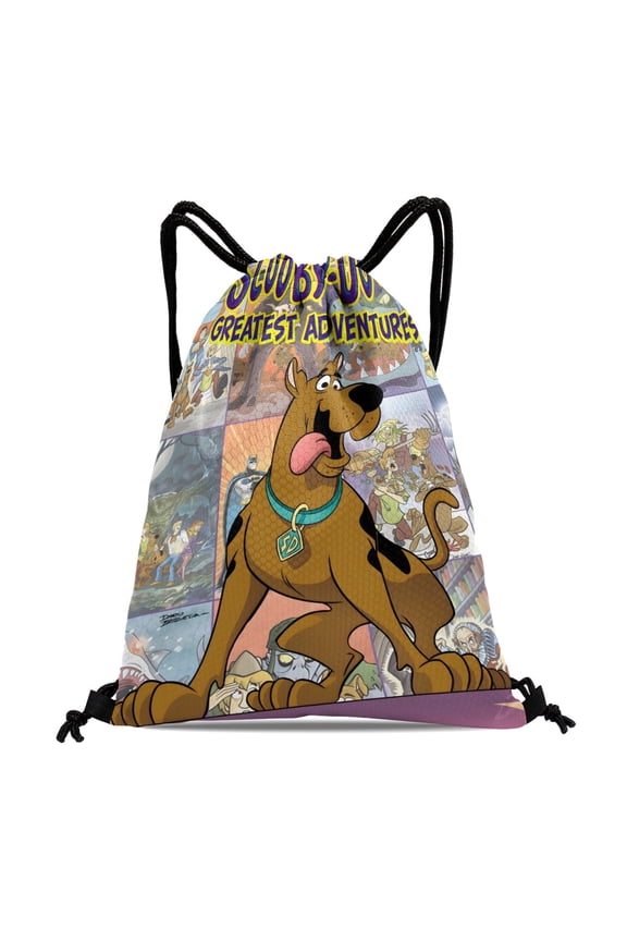 Scooby Doo Adventure-theme Drawstring Backpack Sports Gym Bag Water Resistant String Bag Cinch Bag12"X16"30X40cm