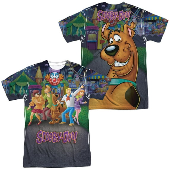 Scooby Doo Amusement Park Unisex Adult Sublimated Costume T Shirt (Front/Back), Large Multicolor