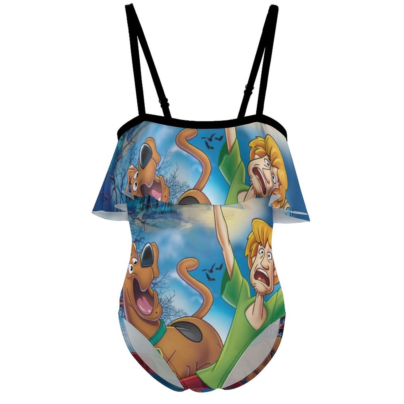 Scooby Doo Animated Children's Swimsuit Adjustable Off Shoulder Ruffle ...