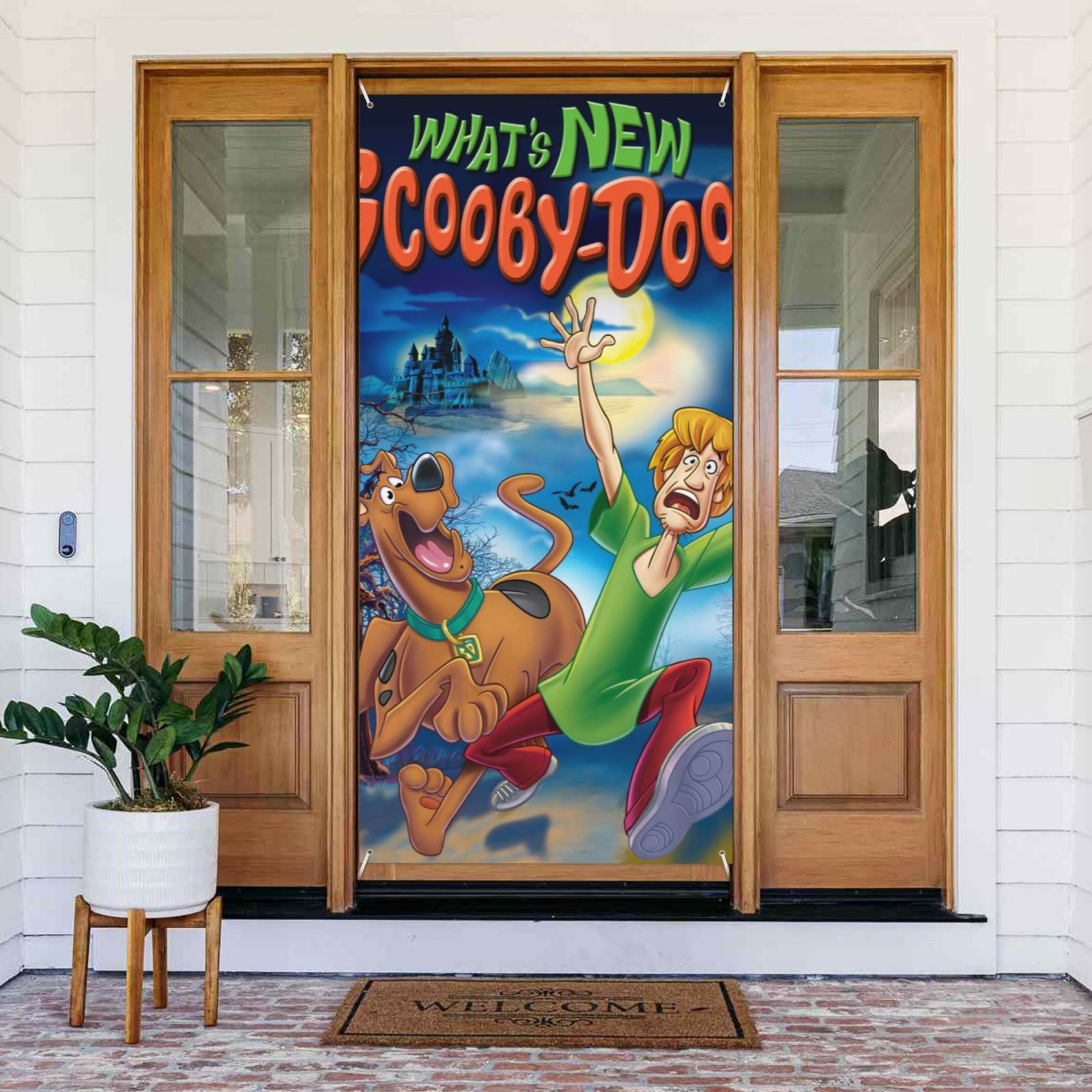 Scooby Doo Animated Door Cover Decorated Banner Home Decor Tapestry Holiday Party Supplies Door Banner Porch Sign Banner 72.8 x 35.4 Inch