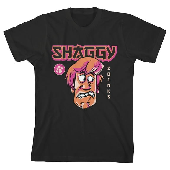 Scooby Doo Anime Style Shaggy Youth Black Graphic Tee-Large