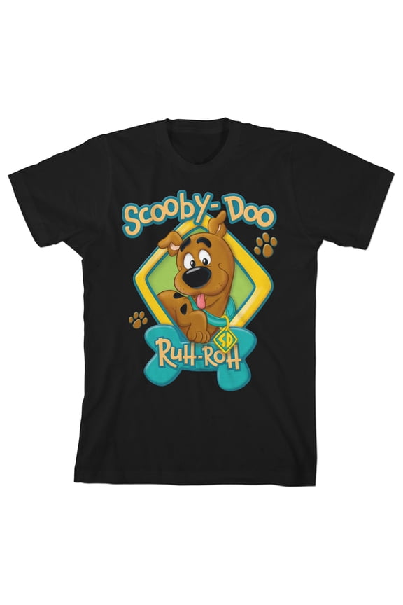 Scooby Doo Baby Ruh-Roh Toddler Boy's Black Short Sleeve Graphic Tee Shirt-2T